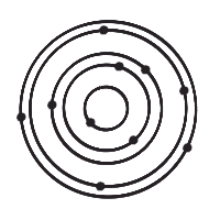 icon of an atom-like design with rings and dots placed on points around the rings